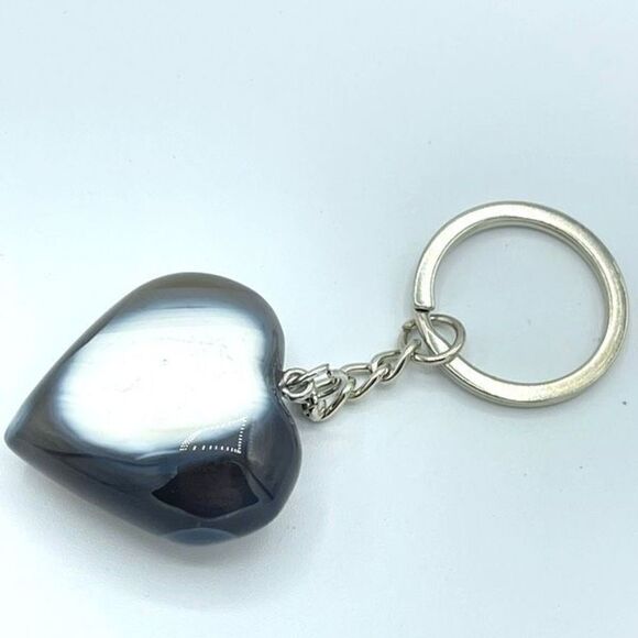 Orca agate heart keychain key ring pendant chain NEW hand crafted - Picture 11 of 11